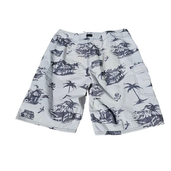 O'neill Surf Swim Shorts White and Black Shorts Size Medium Print - Picture 2 of 10